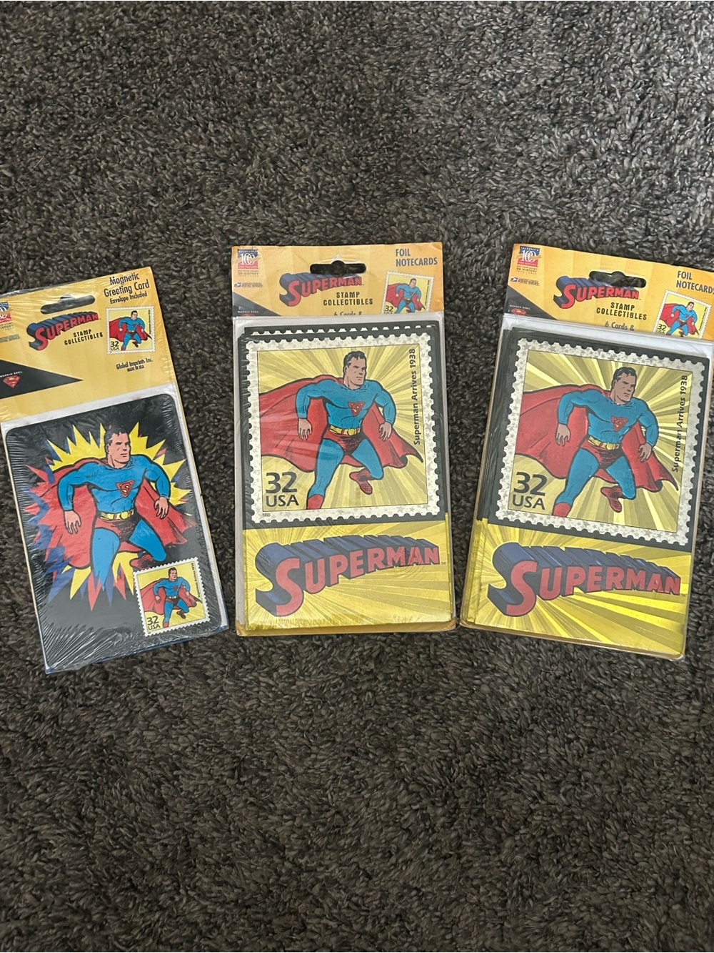 Superman Stamp Collectibles Foil Notecards + Magnetic Greeting Card